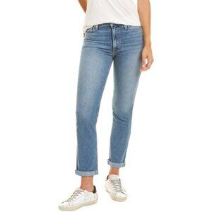Hudson Blair High-Rise Straight Crop Jeans in Mid-Blue Wash, Size 27